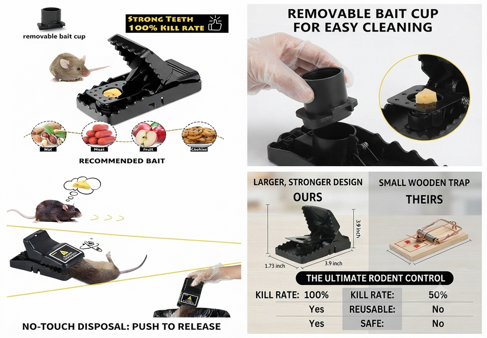 Heavy-Duty Quick-Set Mouse Trap | Reusable & Highly Sensitive Pest Control